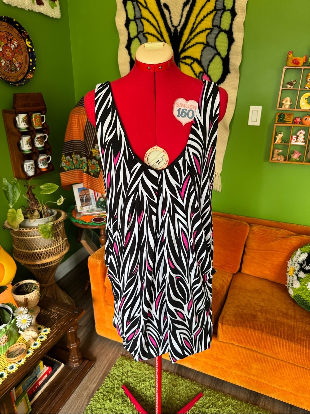le chateau Black, White & Pink Mini Dress